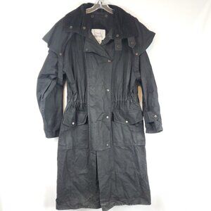 Trail Dusters Black Button Up Duster Oilskin Waterproof Mens Jacket Sz EXS